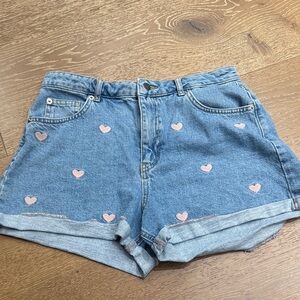 Harper Heritage Heart Print Denim Shorts | Size 28
